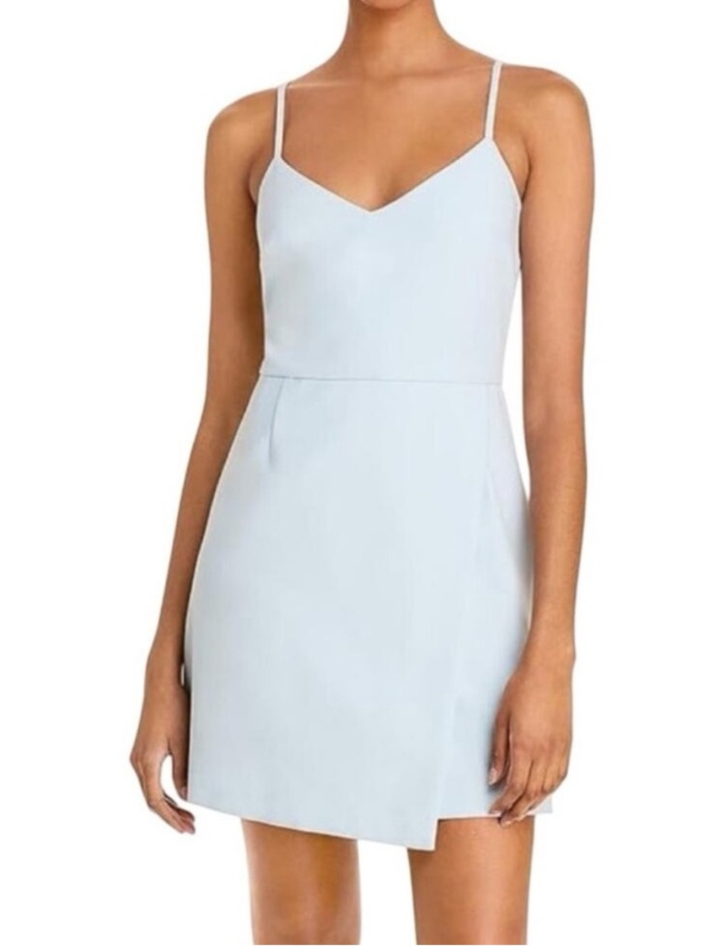 French Connection Spaghetti Strap V-Neck Mini Dress in Light Blue